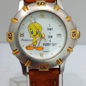 Armitron Tweety Bird Warner Bros Watch I Tawt I Taw A Puddy Tat Date Quartz